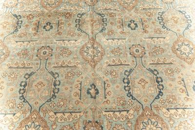 Authentic Early 20th Century Persian Tabriz Beige Brown Green Handmade Wool Rug
