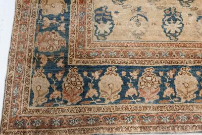 Authentic Early 20th Century Persian Tabriz Botanic Handmade Wool Rug