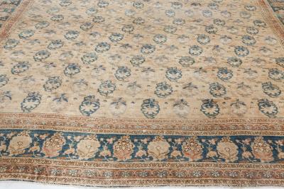Authentic Early 20th Century Persian Tabriz Botanic Handmade Wool Rug