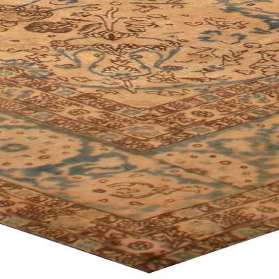 Authentic Early 20th Century Tabriz Botanic Handmade Wool Rug