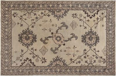 Authentic Early 20th Century Turkish Oushak Botanic Handmade Wool Rug