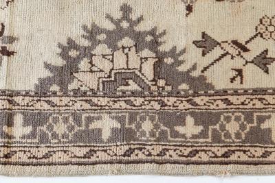 Authentic Early 20th Century Turkish Oushak Botanic Handmade Wool Rug