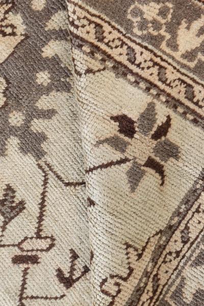 Authentic Early 20th Century Turkish Oushak Botanic Handmade Wool Rug