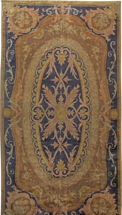 Authentic French Savonnerie Bold Botanic Handmade Wool Rug