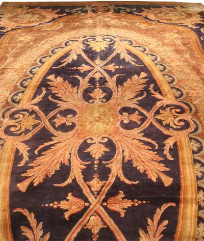 Authentic French Savonnerie Bold Botanic Handmade Wool Rug