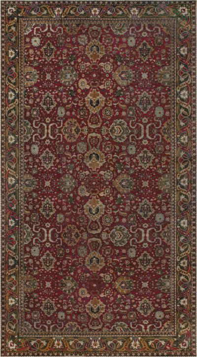 Authentic Indian Agra Bold Red Handmade Wool Carpet