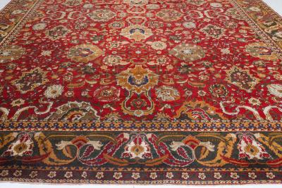 Authentic Indian Agra Bold Red Handmade Wool Carpet