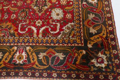 Authentic Indian Agra Bold Red Handmade Wool Carpet