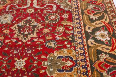 Authentic Indian Agra Bold Red Handmade Wool Carpet