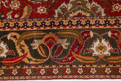 Authentic Indian Agra Bold Red Handmade Wool Carpet