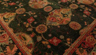 Authentic Indian Botanic Hand Knotted Wool Rug