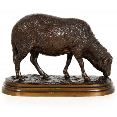 Authentic Lifetime Bronze Sculpture of Grazing Ewe by Rosa Bonheur ca 1860s