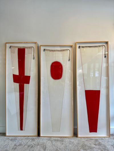Authentic Nautical Signal Flag from 1940s Framed Professionally