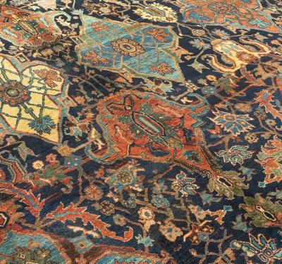 Authentic Oversized 19th Century Persian Bidjar Bold Handmade Rug