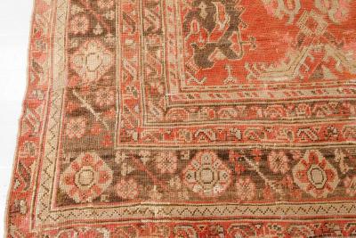 Authentic Oversized Vintage Turkish Oushak Orange Hand Knotted Wool Rug