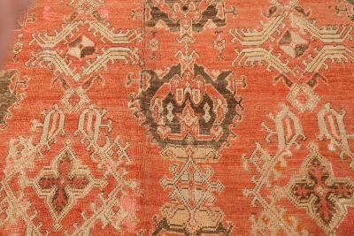 Authentic Oversized Vintage Turkish Oushak Orange Hand Knotted Wool Rug
