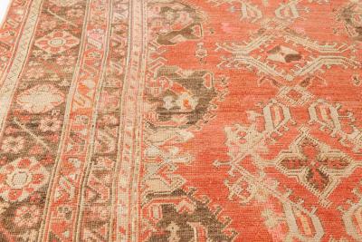 Authentic Oversized Vintage Turkish Oushak Orange Hand Knotted Wool Rug