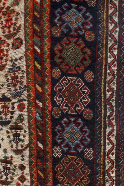 Authentic Persian Afshar Rug in Blue Brown Green Red White