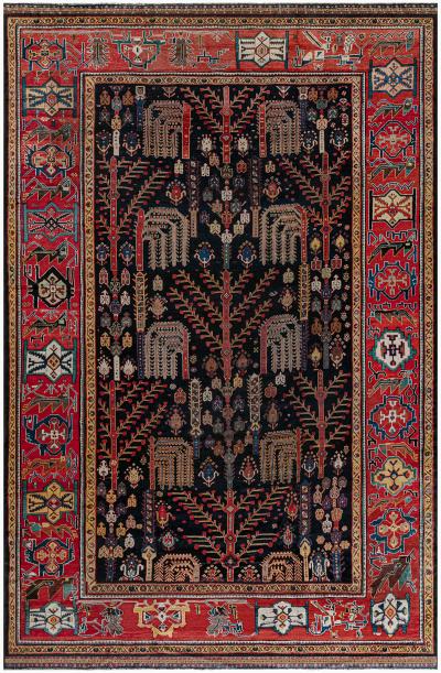 Authentic Persian Bakhtiari Red Handmade Wool Rug