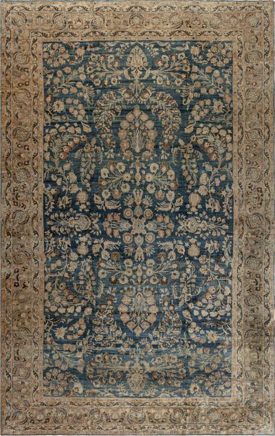 Authentic Persian Khorassan Blue Handmade Wool Carpet