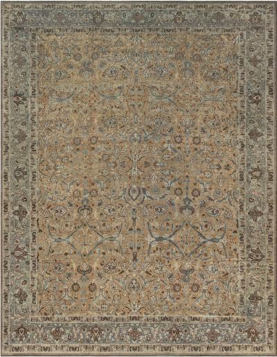 Authentic Persian Khorassan Orange Yellow Handmade Wool Rug