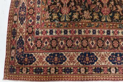 Authentic Persian Kirman Botanic Pink Blue Beige Handmade Wool Carpet