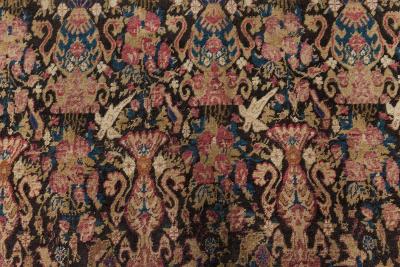 Authentic Persian Kirman Botanic Pink Blue Beige Handmade Wool Carpet
