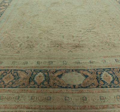 Authentic Persian Meshad Botanic Green Handmade Wool Rug