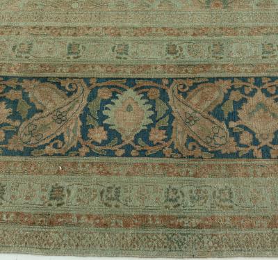 Authentic Persian Meshad Botanic Green Handmade Wool Rug
