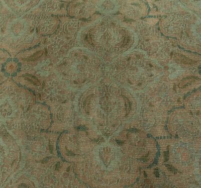 Authentic Persian Meshad Botanic Green Handmade Wool Rug