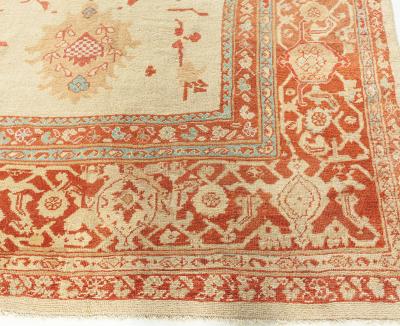 Authentic Persian Sultanabad Rug in Beige Brown Green Red