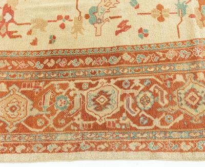 Authentic Persian Sultanabad Rug in Beige Brown Green Red