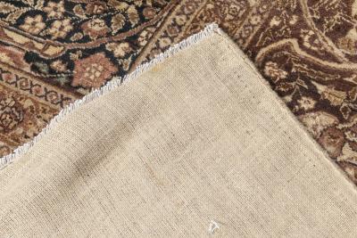 Authentic Persian Tabriz Beige Black Brown Handwoven Wool Rug