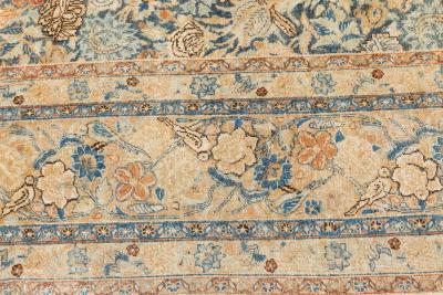 Authentic Persian Tabriz Beige Blue Handmade Wool Rug