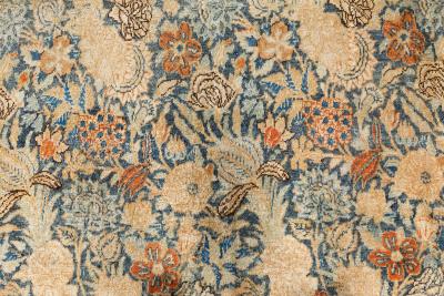 Authentic Persian Tabriz Beige Blue Handmade Wool Rug