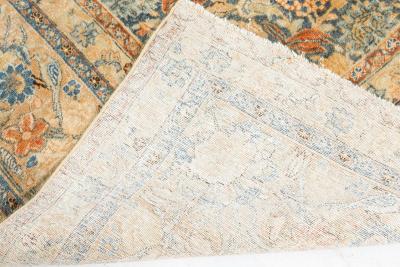 Authentic Persian Tabriz Beige Blue Handmade Wool Rug