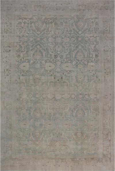 Authentic Persian Tabriz Beige Green Handmade Wool Rug