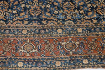 Authentic Persian Tabriz Botanic Blue Handmade Wool Rug