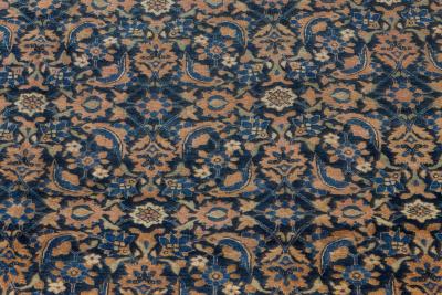 Authentic Persian Tabriz Botanic Blue Handmade Wool Rug