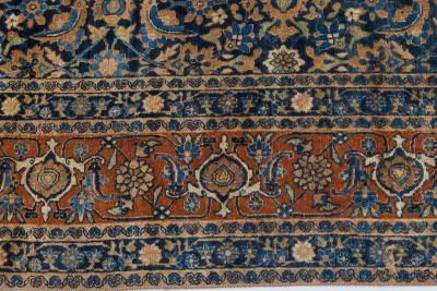 Authentic Persian Tabriz Botanic Blue Handmade Wool Rug