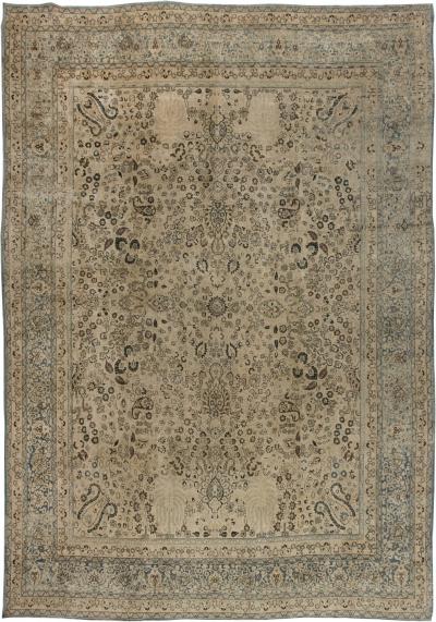Authentic Persian Tabriz Botanic Hand Knotted Wool Rug