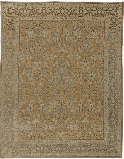 Authentic Persian Tabriz Botanic Handwoven Wool Rug