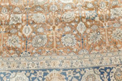 Authentic Persian Tabriz Brown Blue Handmade Wool Carpet