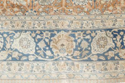 Authentic Persian Tabriz Brown Blue Handmade Wool Carpet