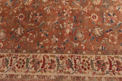 Authentic Persian Tabriz Brown Botanic Handmade Wool Rug