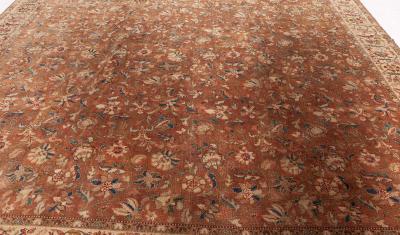 Authentic Persian Tabriz Brown Botanic Handmade Wool Rug