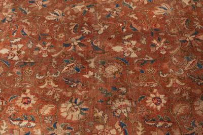 Authentic Persian Tabriz Brown Botanic Handmade Wool Rug