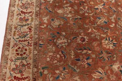 Authentic Persian Tabriz Brown Botanic Handmade Wool Rug