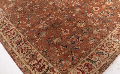 Authentic Persian Tabriz Brown Botanic Handmade Wool Rug