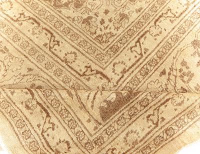 Authentic Persian Tabriz Brown Handmade Wool Rug